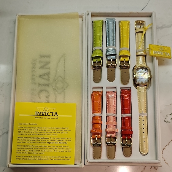 Invicta Gold Watch with Colorful Straps - Picture 1 of 4